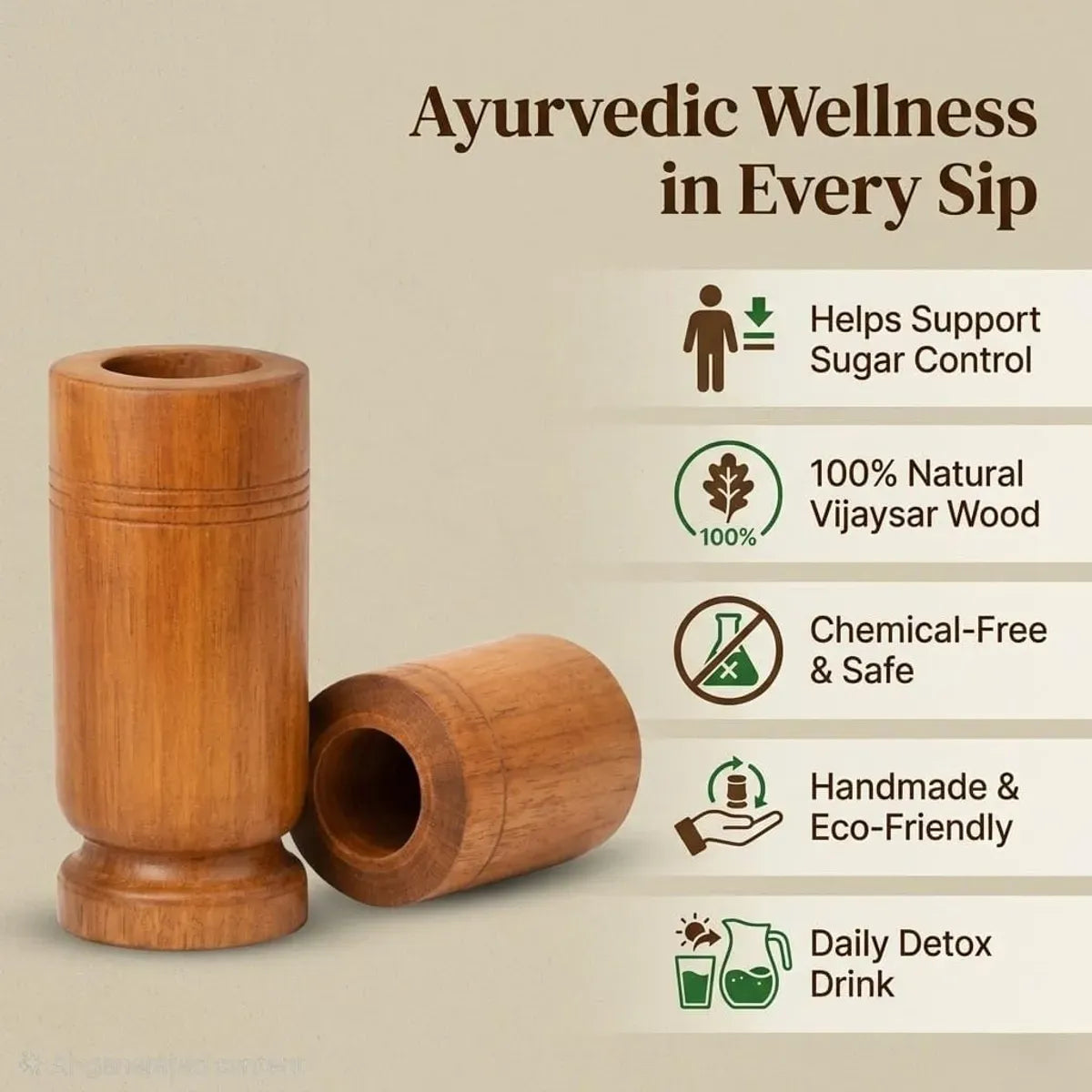 Sugar Balance Wooden Water Glass