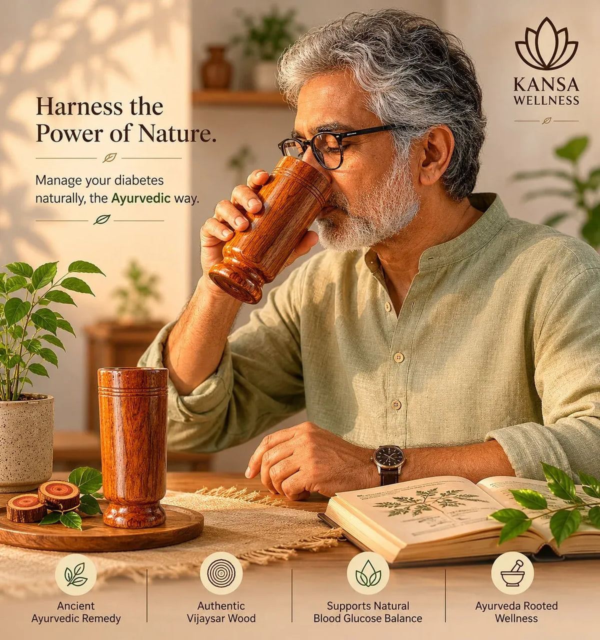 Sugar Balance Wooden Water Glass