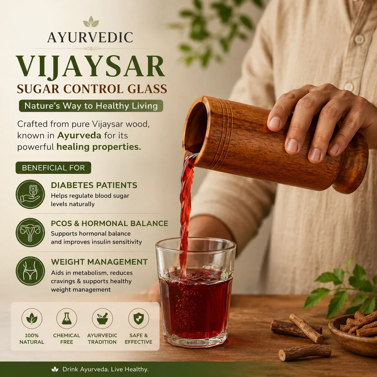 Sugar Balance Wooden Water Glass