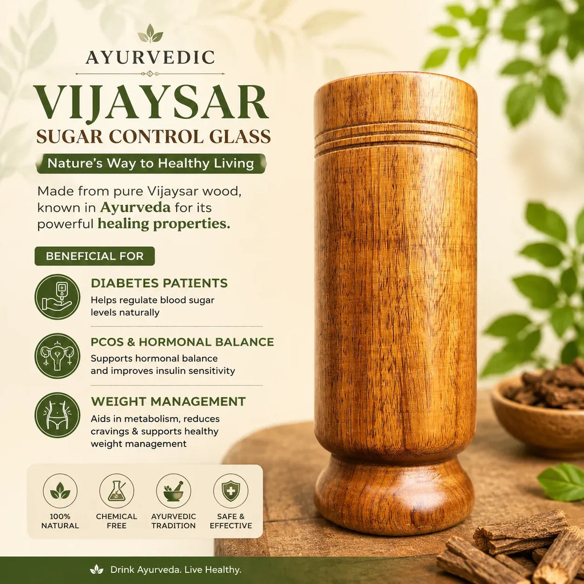 Sugar Balance Wooden Water Glass